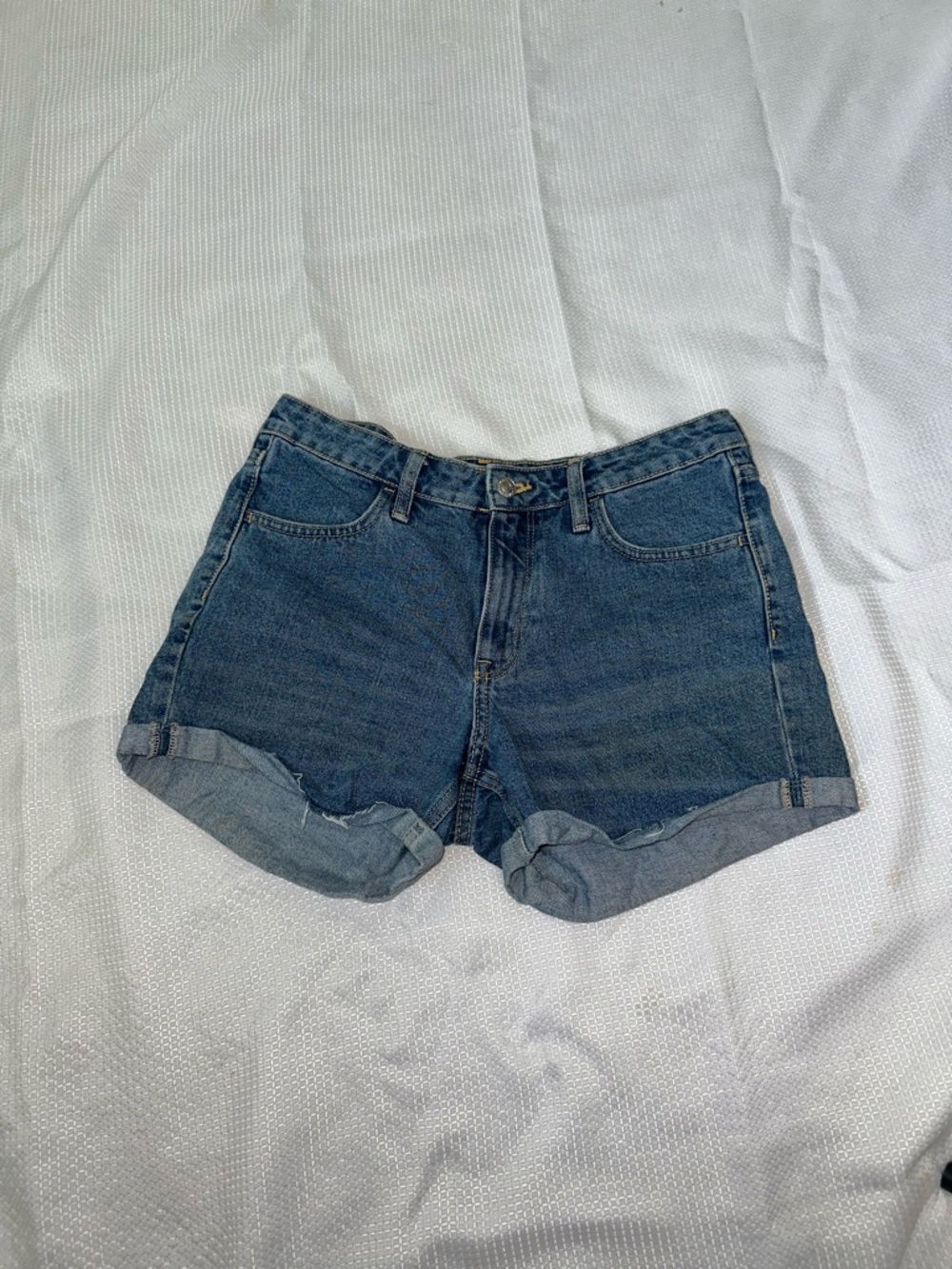 H&M Mid-Rise Dark Denim Shorts